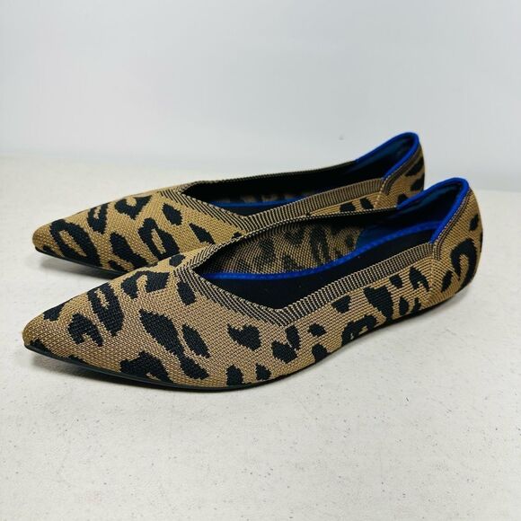 Jet' accompagne toujours Leopard Knit Women’s Sz 40 Flat Shoes Point Toe 9,5 - Picture 4 of 8